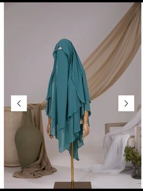 AyadaSeafoam Green Layered Khimar